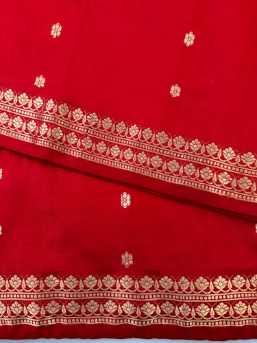 Lightweight Banarasi Katan Silk Saree | Red | Gold Zari | Handwoven | Silk Mark Certified | Ships from California